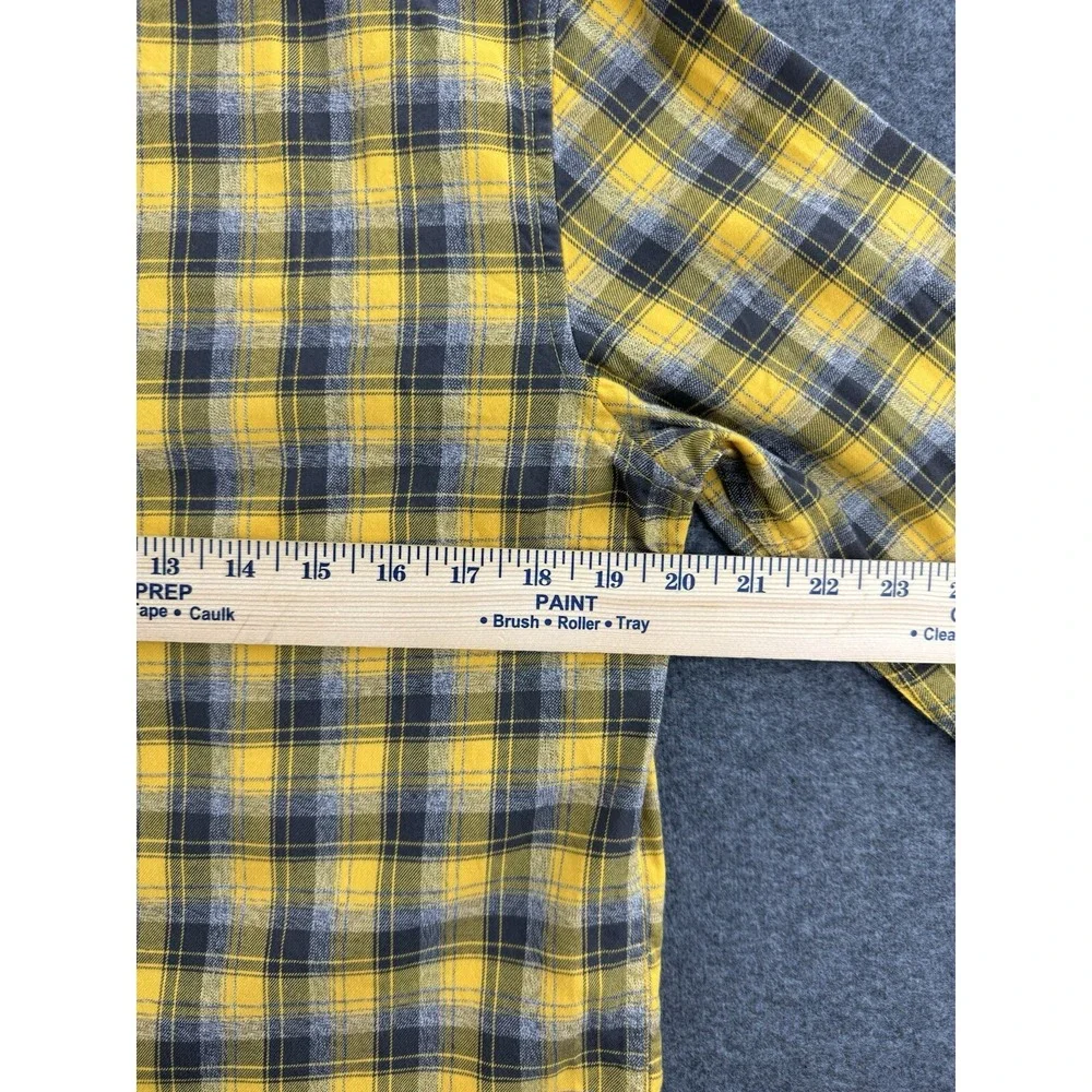 Banana Republic Mens Luxe Flannel Shirt‎ Camden Fit Sz Small Yellow Black Plaid